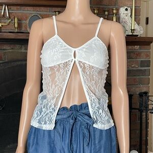 White Lace Sheer Tank Top